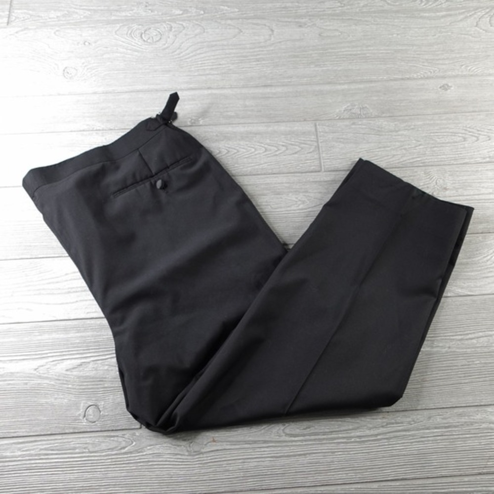 SuitSupply Reda 1865 Tuxedo Trouser Pants Mens 42x27 Black Wool Straight Leg - Picture 1 of 10